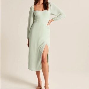 NEW Abercrombie & Fitch Long-Sleeve Draped Skirt Midi Dress
